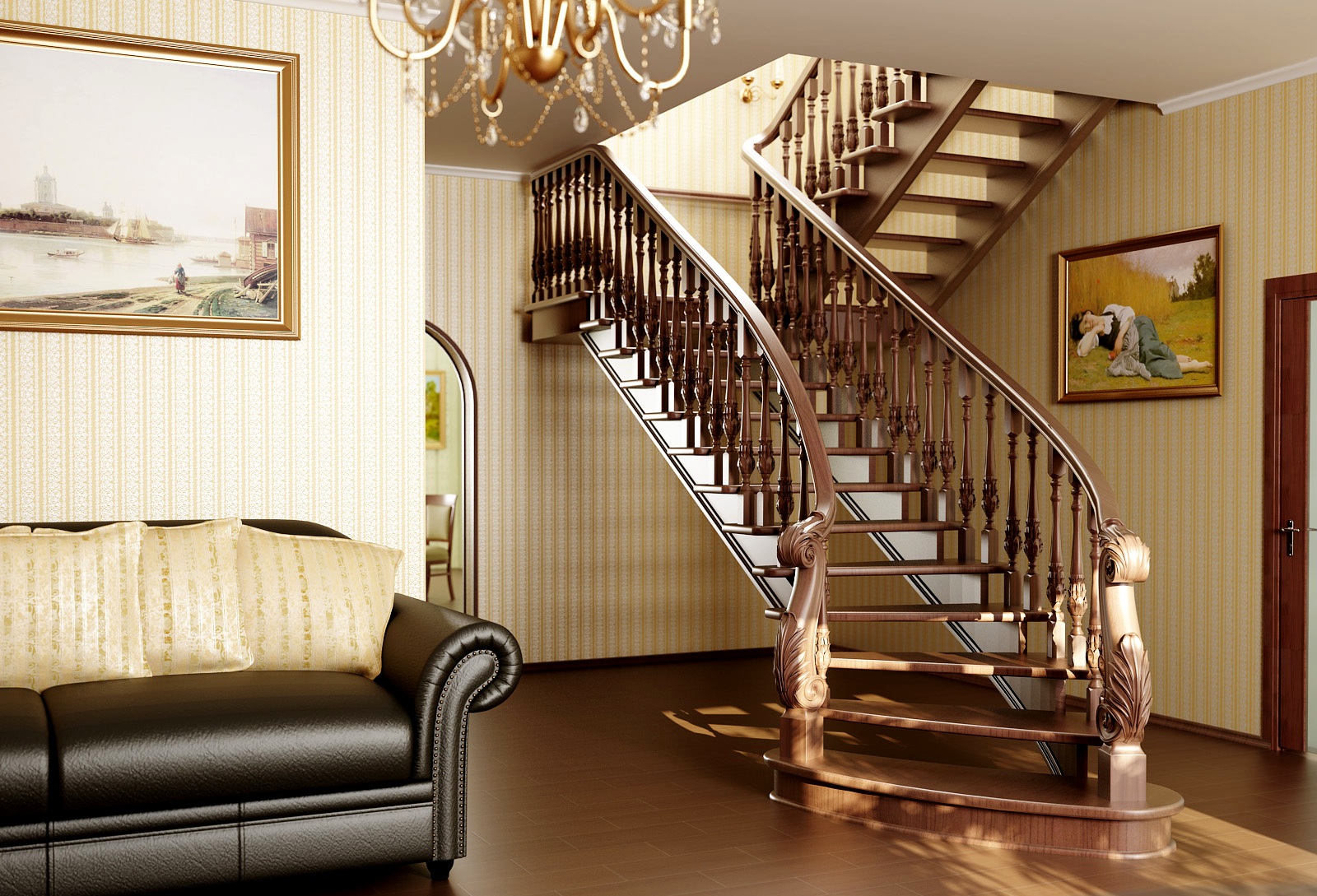 Разновидности деревянных лестниц в доме: стили и типы ...